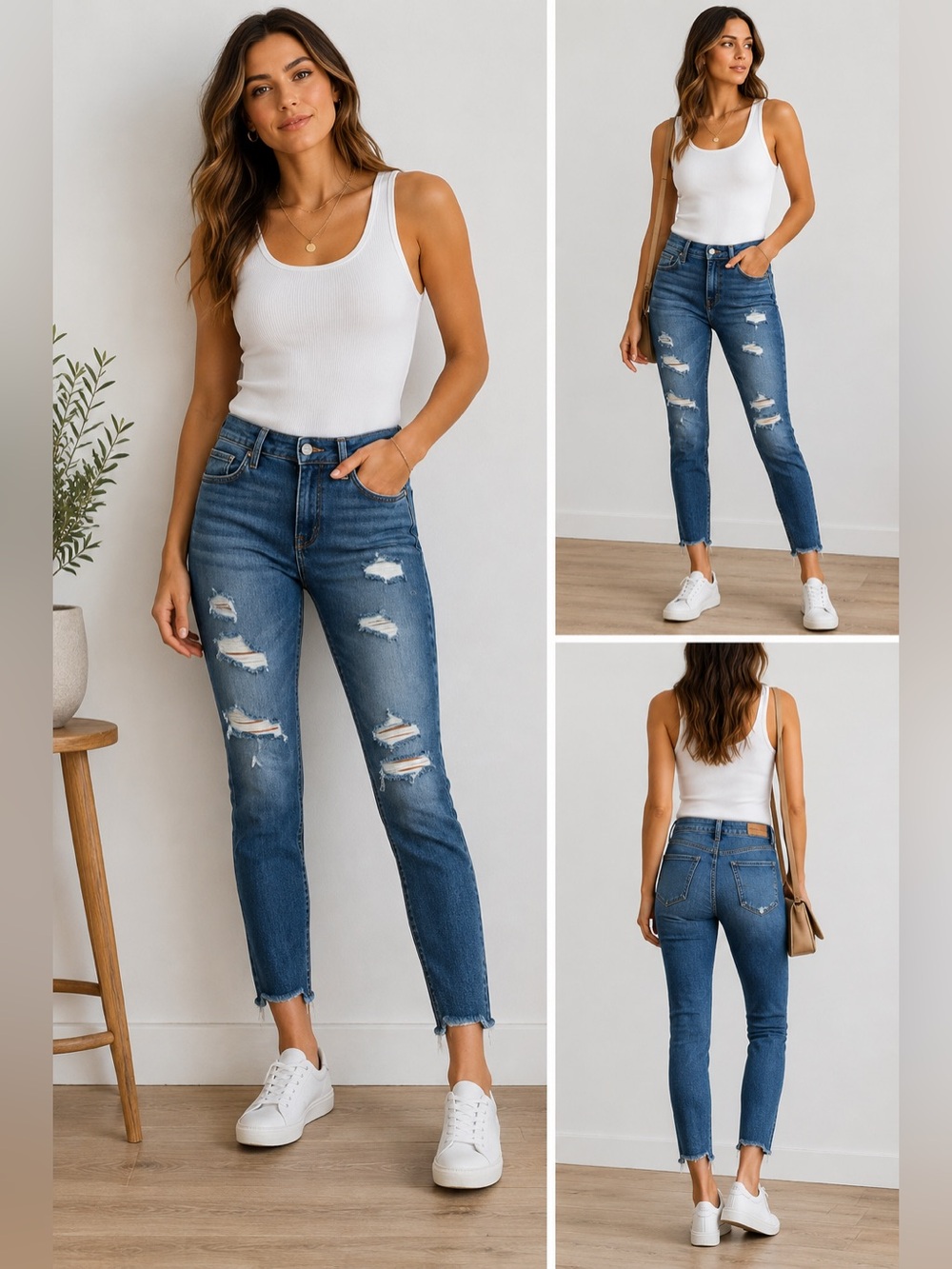 Joe’s Jeans Distressed Skinny Ankle Jeans Raw Hem Stretch Denim Sz 28 *